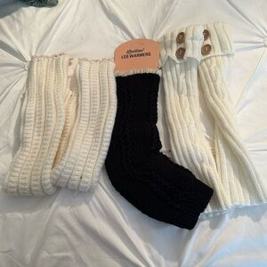Women's Cream and Black Leg Warmers